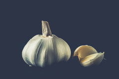 garlic on a wooden board